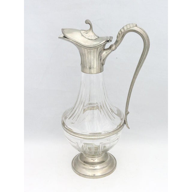 Antique Dumanoir Pewter and Glass Wine Decanter/Pourer Chairish