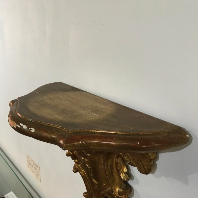 Pair of 19th Century Italian Rococo Giltwood Wall Shelves With Original Gold Leaf For Sale - Image 11 of 12