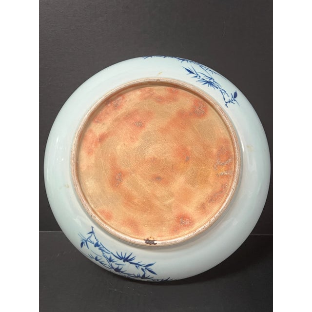 Blue Late 20th Century Chinese Art Large Porcelain Blue and White Charger With Love Bird Design For Sale - Image 8 of 10