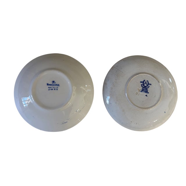 Vintage Blue and White Porcelain Decorative Set of 5 Plates Made in Japan For Sale - Image 11 of 11