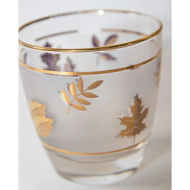 Glass Vintage Libbey Frosted & Golden Foliage Cocktail Glasses Set of 4 For Sale - Image 7 of 10