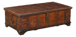 Antique Indian Teakwood Pitara Chest Coffee Table