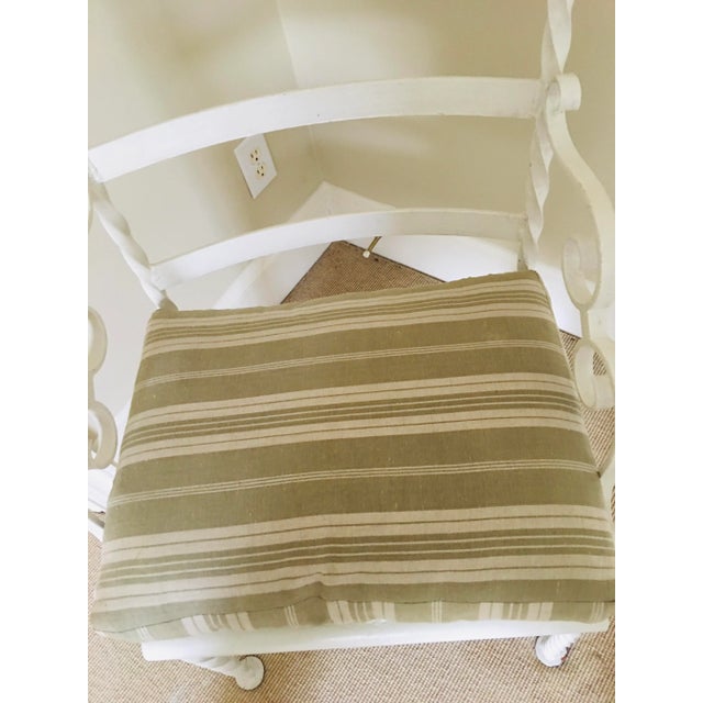 Metal Vintage French Iron Painted Armchair Fauteuil Chair W Pillow For Sale - Image 7 of 10