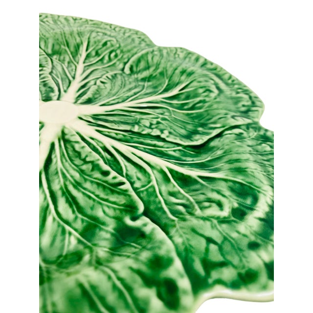 Green Vintage Bordallo Pinheiro Cabbage Plates Made in Portugal- 2 Pieces For Sale - Image 8 of 12
