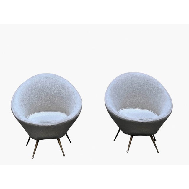 Vintage White Fabric Chairs by Gigi Radice for Lenzi, 1950s, Set of 2 For Sale - Image 4 of 8