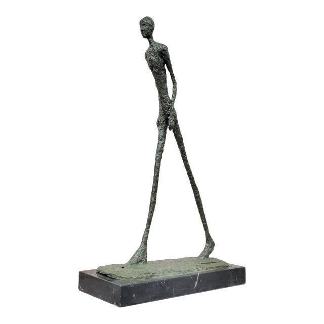 Gia Style Surrealist Walking Man Figure Bronze Sculpture For Sale