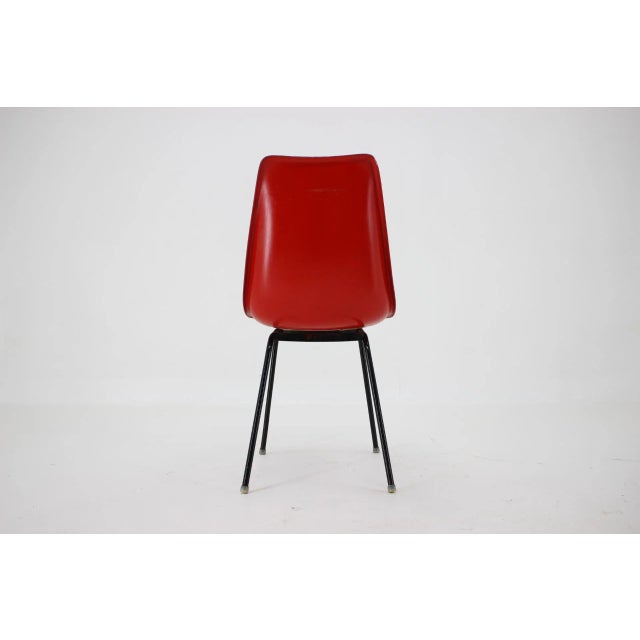Red Fiberglass Dining or Desk Chair, Czechoslovakia, 1960s For Sale - Image 6 of 8