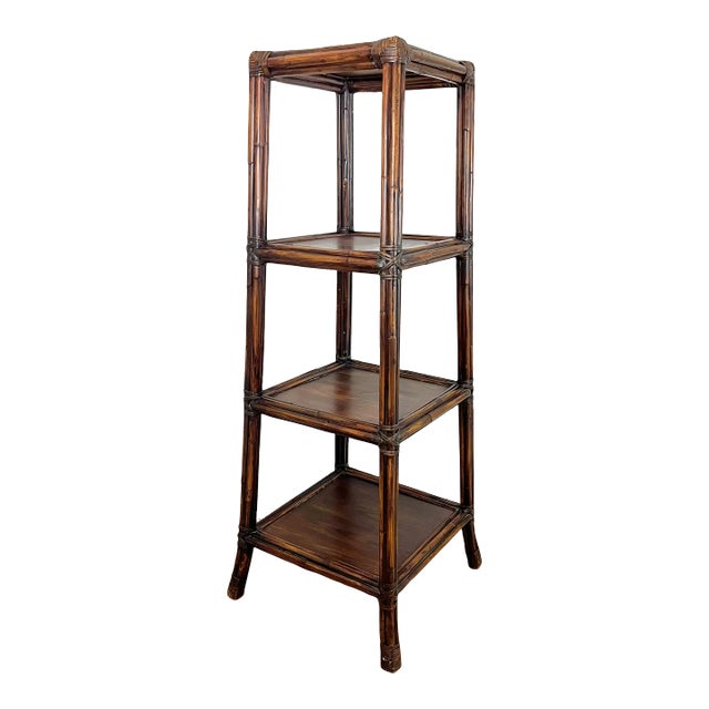 Vintage Bamboo Tiered Pagoda Étagère For Sale