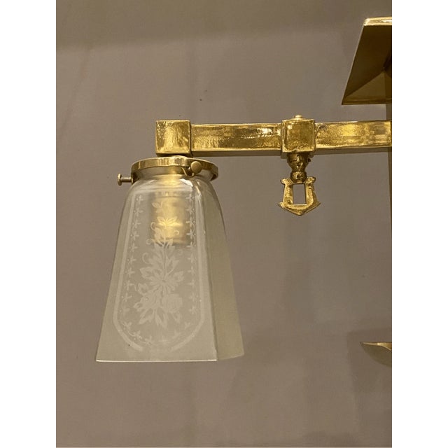 Early 20th Century Rectangular Brass Mission Arts and Crafts Chandelier Light Pe For Sale In Pittsburgh - Image 6 of 7