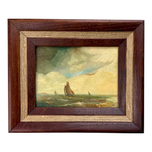 Mid 20th Century Seascape Sailboat Oil Painting Signed Framed