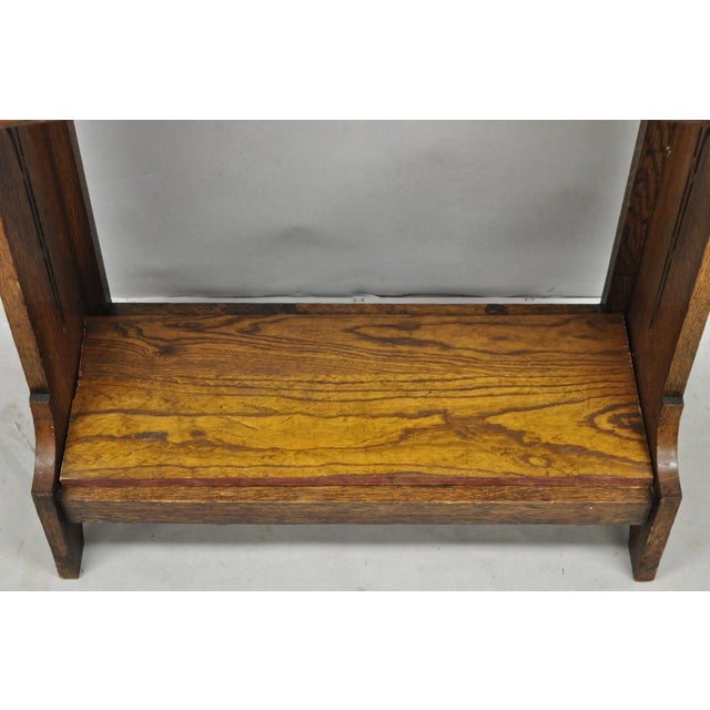 Antique English Art Nouveau Oak & Green Tile Coat Rack Umbrella Stand Hall Tree For Sale - Image 13 of 18