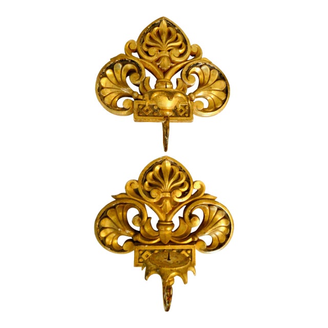 19th-Century Italian Giltwood Candle Sconces, a Pair For Sale