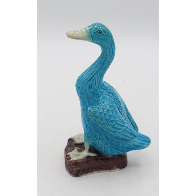Early 20th Century Early 20th Century Turquoise Chinese Porcelain Goose Figurine For Sale - Image 5 of 8