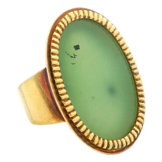 Vintage Italian 18k Gold Jade Statement Ring by Corletto, Size 8 For Sale