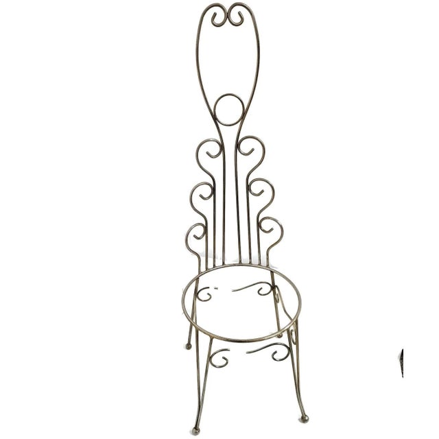 Chrome 1960s American Hollywood Regency Chrome Wire Lyre Back Peacock Fan Chair, 48" Throne For Sale - Image 8 of 11