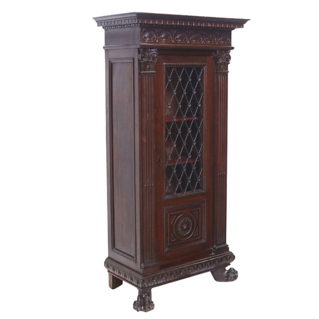 Traditional Early 20th Century Italian Renaissance Revival Carved Walnut Bookcase For Sale - Image 3 of 11