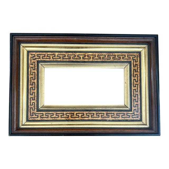 Antique Neoclassical Mahogany and Parcel Gilt Picture Frame For Sale