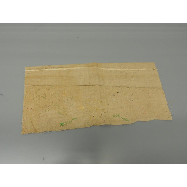 Antique Orange and Green Italian Embroidery Fragment Textile Ideal for framing. Metallicthreadsdepictingbirds and flowers....