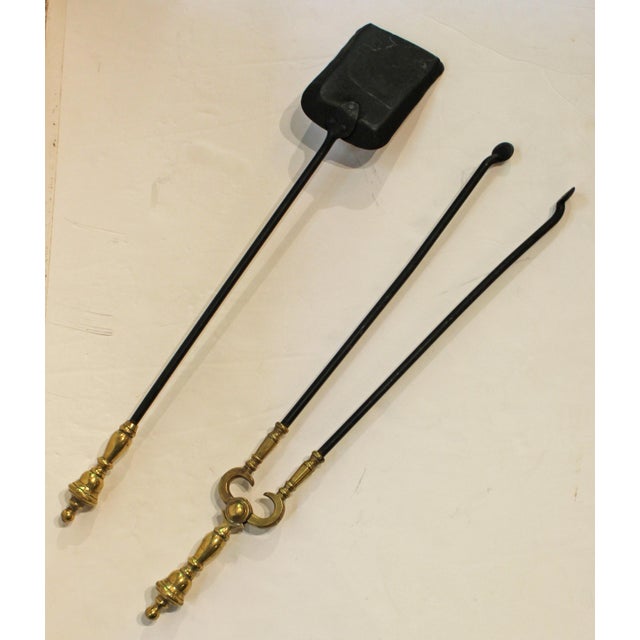 Metal Late 18th Century English Georgian Brass & Iron Fireplace Tools For Sale - Image 7 of 7