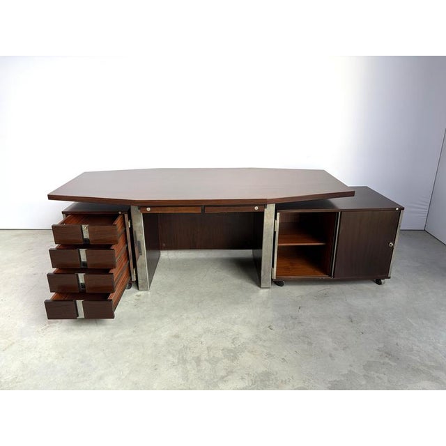 Wood Vintage Desk attributed to Ennio Fazioli/Ico Parisi for Mim Italy, 1970s, Set of 3 For Sale - Image 7 of 13