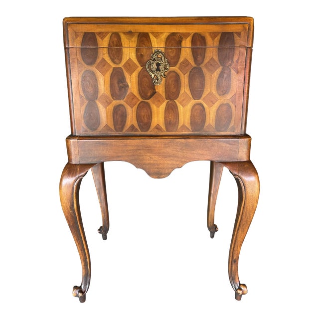 Late 19th Century Antique Figured Walnut Chest on Legs For Sale