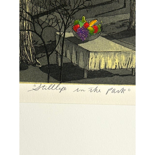 Paint John Dorish “Still Life in the Park” Etching & Aquatint Print, 1994 For Sale - Image 7 of 13