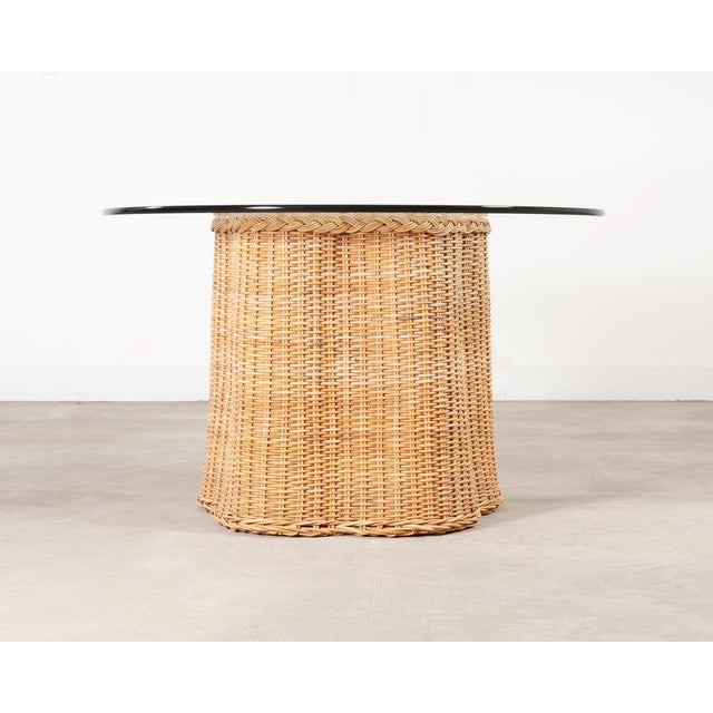 Michael Taylor Attributed Scalloped Rattan Wicker Dining Table For Sale - Image 18 of 18