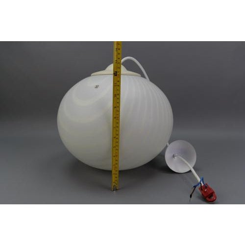 Mid-Century White and Cream Color Glass Globe Pendant Lamp by Peill & Putzler, 1970s For Sale - Image 16 of 18