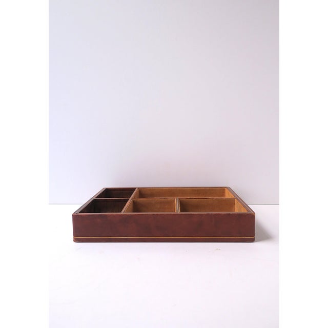 Italian Leather Jewelry Box Tray, Mid-20th Century For Sale - Image 11 of 12