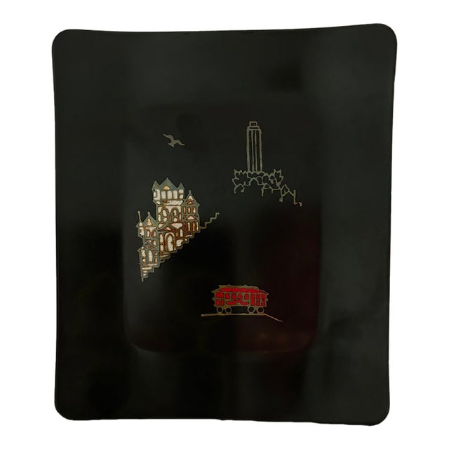 1970s Rare Couroc Company Inlaid Tray of San Francisco Historic Sites For Sale