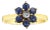 Sapphire Flower Shaped Ring 14K Yellow Gold, Size 4 For Sale