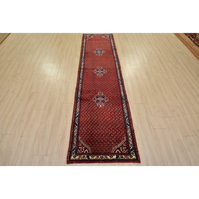 Tribal Mir Runner 2’8” X 10′ Red Wool Vintage Tribal Hand-Knotted Oriental Rug For Sale - Image 3 of 13
