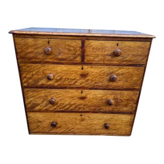 19th Century Antique Primitive Country 5 Drawer Dresser Chest. For Sale