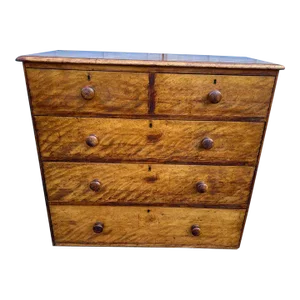 19th Century Antique Primitive Country 5 Drawer Dresser Chest.
