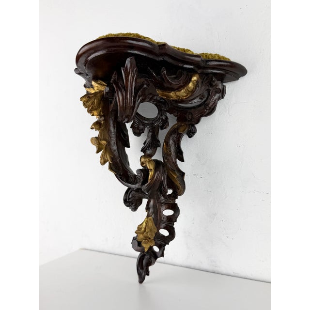 Antique Victorian Rococo Hand-Carved Wooden Wall Shelf with Gilt Accents For Sale - Image 9 of 16