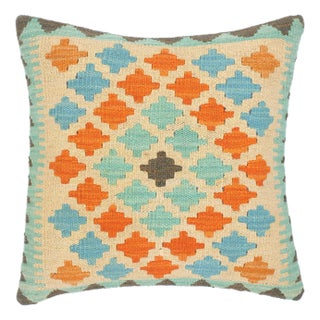 Boho Chic Turkish Lyndia Hand Woven Kilim Throw Pillow For Sale