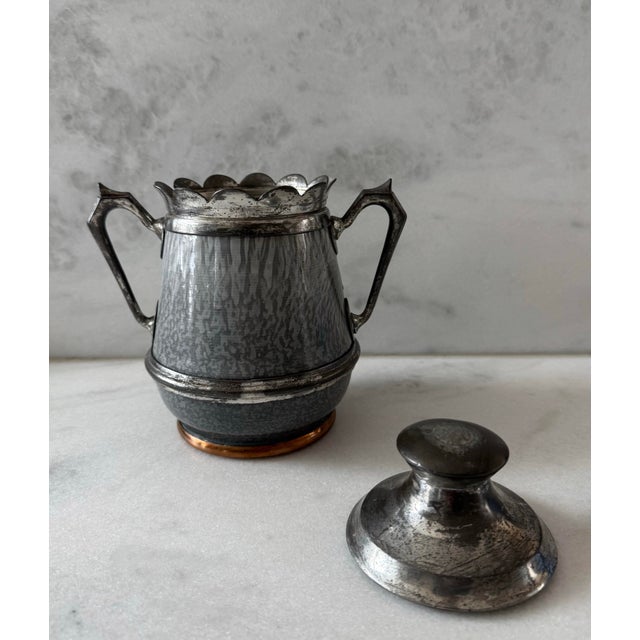 Gray Antique Victorian Graniteware & Pewter Sugar Bowl For Sale - Image 8 of 9