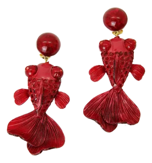 KOÏ, Pendant earrings, Red, Clip