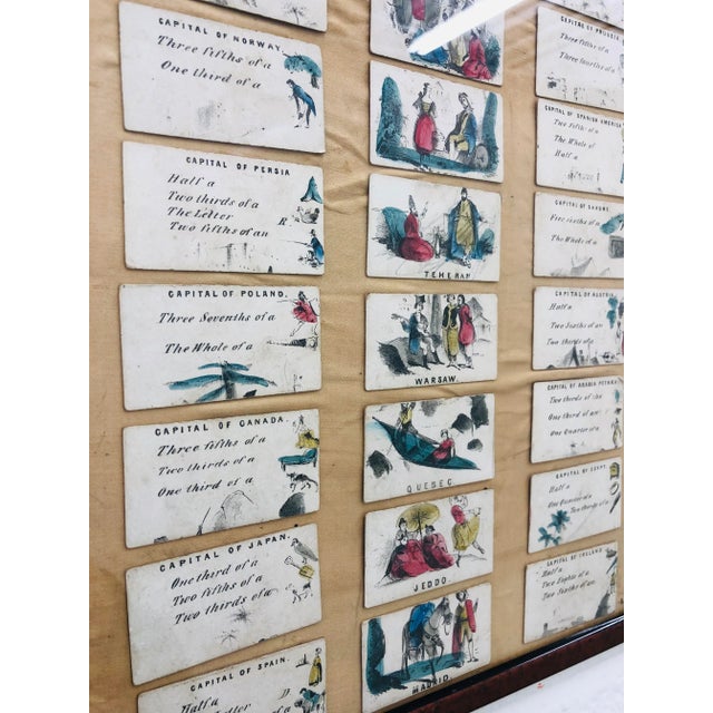 Glass Antique “Capital Fun” Card Game in Frame For Sale - Image 7 of 13