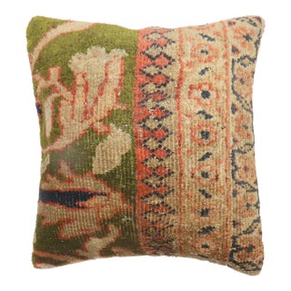 Early 20th Century Green Persian Sultanabad Mahal Rug Pillow For Sale