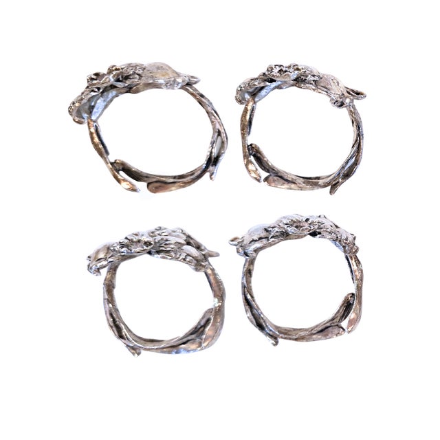 Metal Set of 4 Arthur Court Bunny Napkin Rings With Original Box For Sale - Image 7 of 18