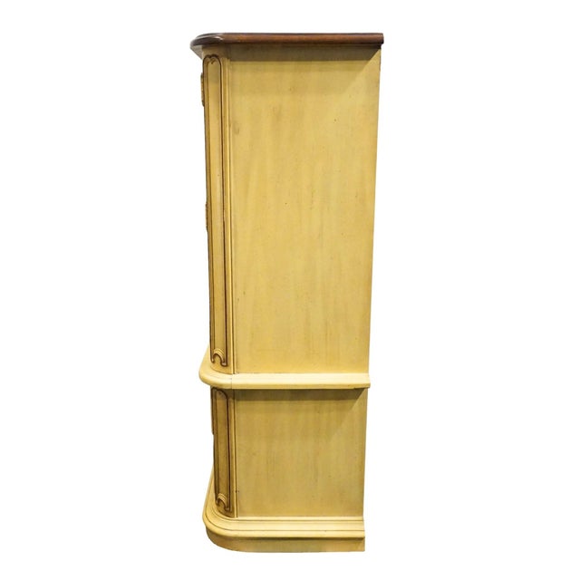 Stanley Furniture Solid Pecan Antiqued Yellow Cream Painted Mediterranean 39" Door Chest 4723-42 For Sale - Image 11 of 14