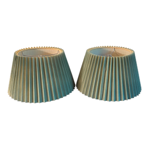 Pair of Green Paper Lampshades.