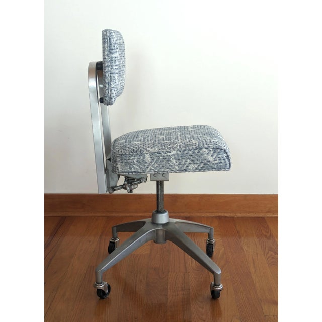 Industrial Blue Vintage Office Chair - Restored For Sale - Image 3 of 12