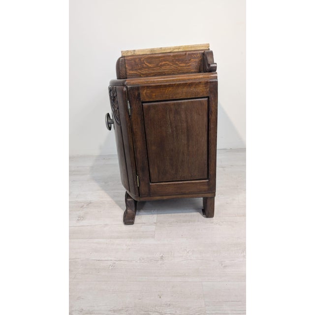 Art Nouveau Oak and Marble Cabinet, 1920s For Sale - Image 13 of 16