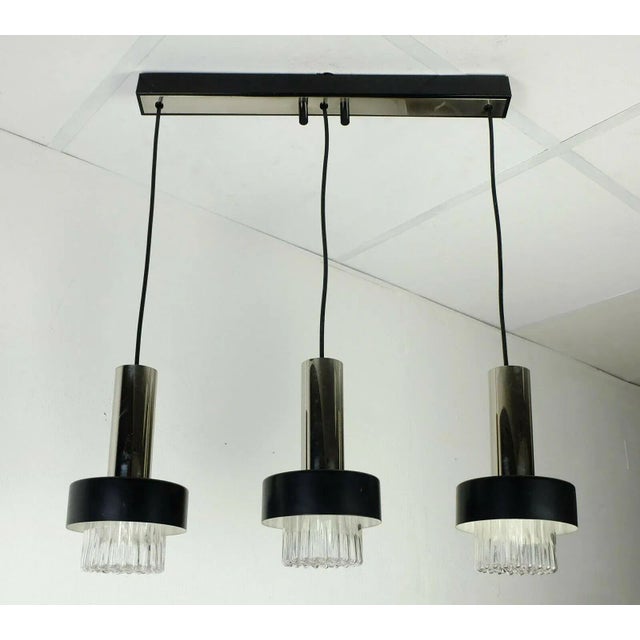 Metal Mid-Century Modern Black Bubble Glass Chrome Metal Pendant Lamp, 1960s For Sale - Image 7 of 11