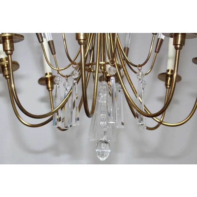 Tommi Parzinger Style Brass and Crystal Chandelier For Sale In New York - Image 6 of 13