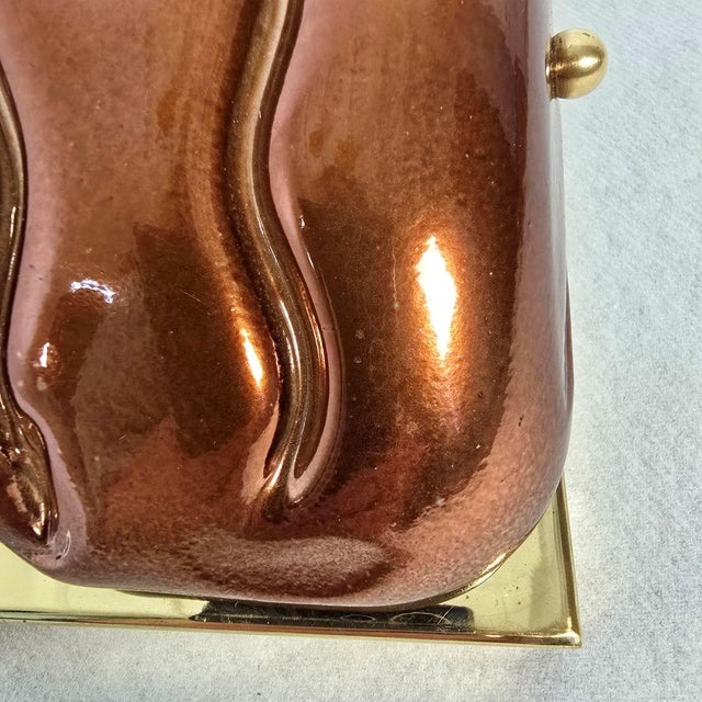 1980s Terracotta Murano Glass Mid Century Sconces - A Pair For Sale - Image 12 of 13