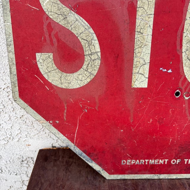 Large Mid Century Industrial Traffic Stop Sign, 24 X 24 For Sale - Image 4 of 15