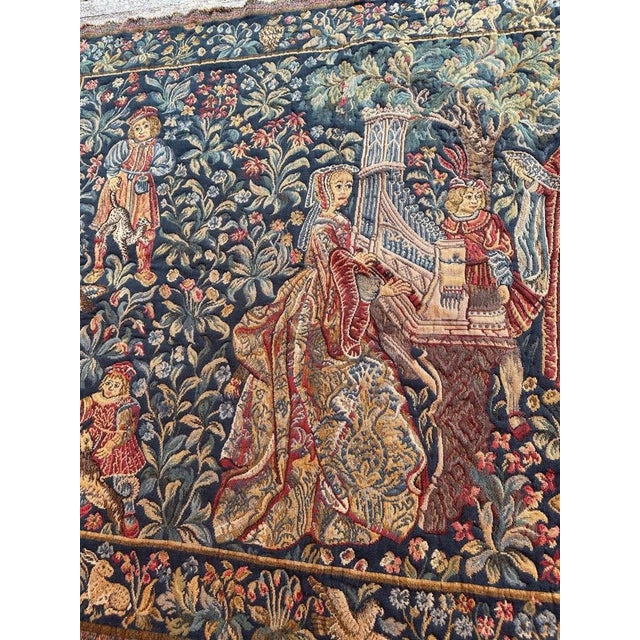 Vintage Aubusson Style Jaquar Tapestry with Medieval Museum Design, 1970s For Sale - Image 6 of 18